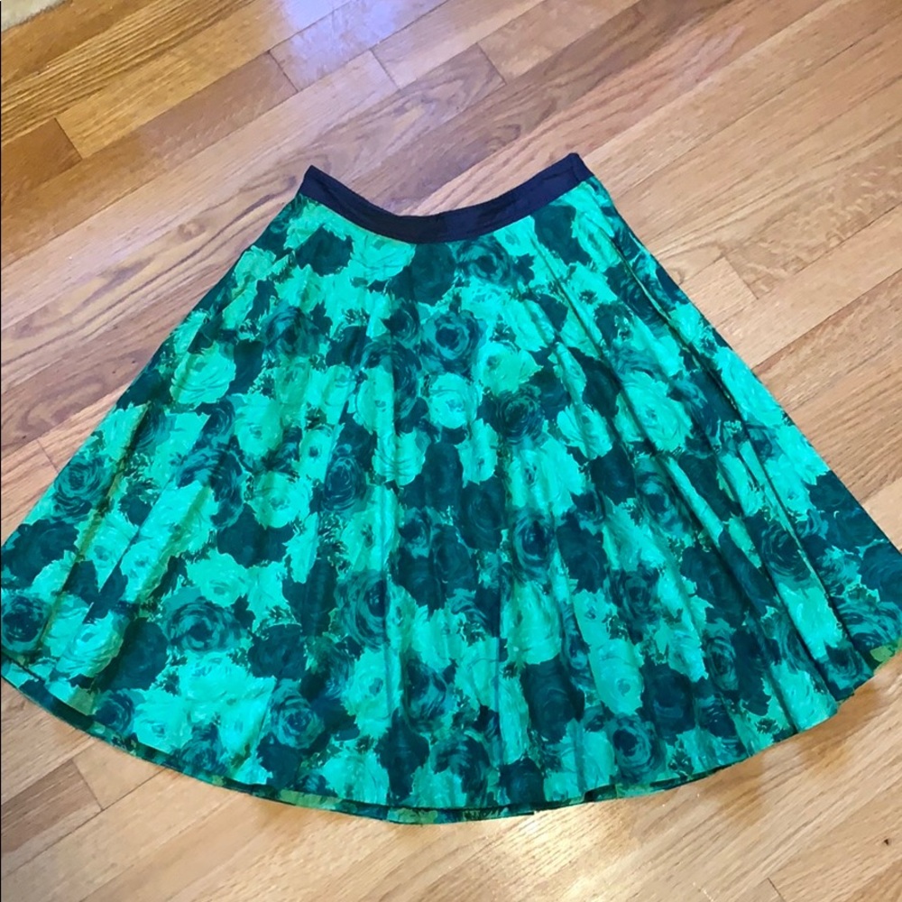 Green Anthropologie floral skirt